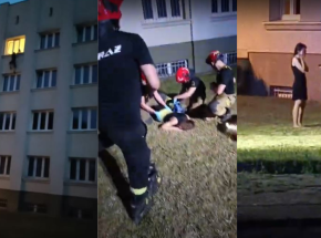 Student spadł z ostatniego piętra akademika w Toruniu. WIDEO