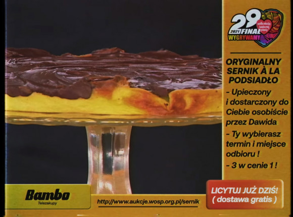 Sernik Dawida Podsiadło na aukcji 29. Finału WOŚP