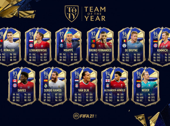 FIFA 21 TOTY: cała jedenastka drużyny roku dostępna w paczkach!
