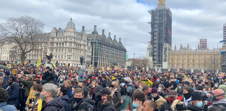 Londyn: protest przeciwko ustawie mającej na celu zapobieganie demonstracjom