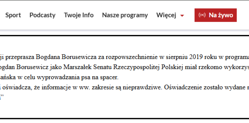 TVP przeprasza Bogdana Borusewicza za historię z psem. Finał sprawy sprzed siedmiu lat
